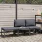 Preview: 3-tlg. Garten-Sofagarnitur mit Kissen Grau Poly Rattan