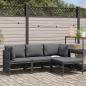 Preview: 4-tlg. Garten-Lounge-Set mit Kissen Poly Rattan Grau