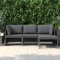 Preview: 4-tlg. Garten-Lounge-Set mit Kissen Poly Rattan Grau