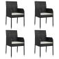 Preview: Gartenst?hle mit Kissen 4 Stk. Poly Rattan Schwarz