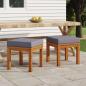 Preview: ARDEBO.de - Gartenhocker mit Kissen 2 Stk. 40x40x34 cm Massivholz Akazie