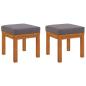 Preview: Gartenhocker mit Kissen 2 Stk. 40x40x34 cm Massivholz Akazie