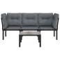 Preview: 4-tlg. Garten-Lounge-Set Schwarz und Grau Poly Rattan