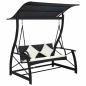 Preview: ARDEBO.de - Hollywoodschaukel 3-Sitzer mit Dach Poly Rattan Schwarz