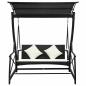 Preview: Hollywoodschaukel 3-Sitzer mit Dach Poly Rattan Schwarz