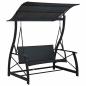 Preview: Hollywoodschaukel 3-Sitzer mit Dach Poly Rattan Schwarz