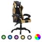 Preview: ARDEBO.de - Gaming-Stuhl mit RGB LED-Leuchten Gold und Schwarz Kunstleder