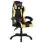 Preview: Gaming-Stuhl mit RGB LED-Leuchten Gold und Schwarz Kunstleder