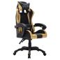 Preview: Gaming-Stuhl mit RGB LED-Leuchten Gold und Schwarz Kunstleder
