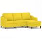 Preview: 3-Sitzer-Sofa mit Hocker Hellgelb 180 cm Stoff