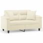 Preview: 2-Sitzer-Sofa mit Zierkissen Creme 120 cm Kunstleder
