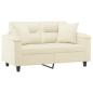 Preview: 2-Sitzer-Sofa mit Zierkissen Creme 120 cm Kunstleder