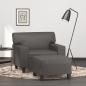 Preview: ARDEBO.de - Sessel mit Hocker Grau 60 cm Kunstleder