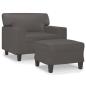 Preview: Sessel mit Hocker Grau 60 cm Kunstleder