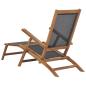 Preview: Liegestuhl mit Fußteil Massivholz Teak Schwarz