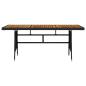 Preview: Gartentisch Schwarz 160x70x72cm Poly Rattan & Massivholz Akazie