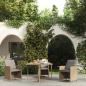 Preview: ARDEBO.de - Gartentisch Beige 109x107x74 cm Poly Rattan und Glas