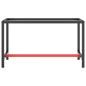 Preview: Werkbankgestell Mattschwarz und Mattrot 140x50x79 cm Metall