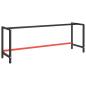 Preview: ARDEBO.de - Werkbankgestell Mattschwarz und Mattrot 220x57x79 cm Metall
