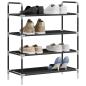 Preview: Schuhregal mit 4 Ablagen Metall und Vliesstoff Schwarz