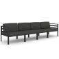 Preview: 4-tlg. Garten-Lounge-Set mit Kissen Aluminium Anthrazit