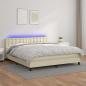 Preview: ARDEBO.de - Boxspringbett mit Matratze & LED Creme 160x200 cm Kunstleder