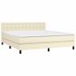 Preview: Boxspringbett mit Matratze & LED Creme 160x200 cm Kunstleder