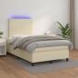 Preview: ARDEBO.de - Boxspringbett mit Matratze & LED Creme 120x200 cm Kunstleder
