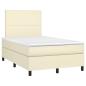 Preview: Boxspringbett mit Matratze & LED Creme 120x200 cm Kunstleder