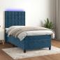 Preview: ARDEBO.de - Boxspringbett mit Matratze & LED Dunkelblau 80x200 cm Samt