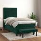 Preview: ARDEBO.de - Boxspringbett mit Matratze Dunkelgrün 100x200 cm Samt