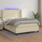 Preview: ARDEBO.de - Boxspringbett mit Matratze & LED Creme 140x190 cm Kunstleder