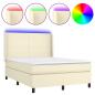 Preview: Boxspringbett mit Matratze & LED Creme 140x190 cm Kunstleder