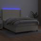 Preview: Boxspringbett mit Matratze & LED Creme 140x190 cm Kunstleder