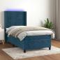 Preview: ARDEBO.de - Boxspringbett mit Matratze & LED Dunkelblau 80x200 cm Samt