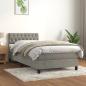 Preview: ARDEBO.de - Boxspringbett mit Matratze Hellgrau 100x200 cm Samt