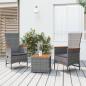 Preview: ARDEBO.de - 3-tlg. Garten-Lounge-Set Grau Poly Rattan & Massivholz Akazie