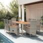 Preview: ARDEBO.de - 9-tlg. Garten-Essgruppe mit Kissen Grau Poly Rattan