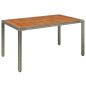 Preview: Gartentisch mit Holzplatte Grau 150x90x75 cm Poly Rattan