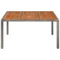 Preview: Gartentisch mit Holzplatte Grau 150x90x75 cm Poly Rattan