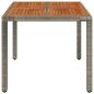 Preview: Gartentisch mit Holzplatte Grau 90x90x75 cm Poly Rattan