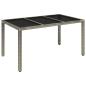Preview: Gartentisch mit Glasplatte Grau 150x90x75 cm Poly Rattan