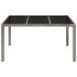 Preview: Gartentisch mit Glasplatte Grau 150x90x75 cm Poly Rattan