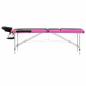 Preview: Massageliege Klappbar 3-Zonen Aluminiumgestell Schwarz und Rosa