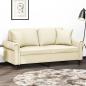 Preview: ARDEBO.de - 2-Sitzer-Sofa mit Zierkissen Creme 140 cm Kunstleder