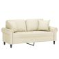 Preview: 2-Sitzer-Sofa mit Zierkissen Creme 140 cm Kunstleder