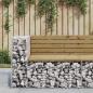 Preview: ARDEBO.de - Gartenbank aus Gabionen 92x71x65,5 cm Kiefernholz Imprägniert