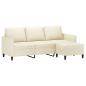 Preview: 3-Sitzer-Sofa mit Hocker Creme 180 cm Kunstleder