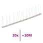 Preview: ARDEBO.de - 20-tlg. Taubenabwehr Spikes-Set Edelstahl 10 m 2-reihig