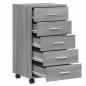 Preview: Schubladenschrank mit Rollen Grau Sonoma Holzwerkstoff